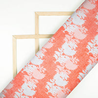 Coral Peach And White Floral Pattern Digital Print Japan Satin Fabric