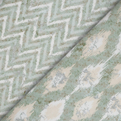 Grey And White Chevron Pattern Digital Print Japan Satin Fabric