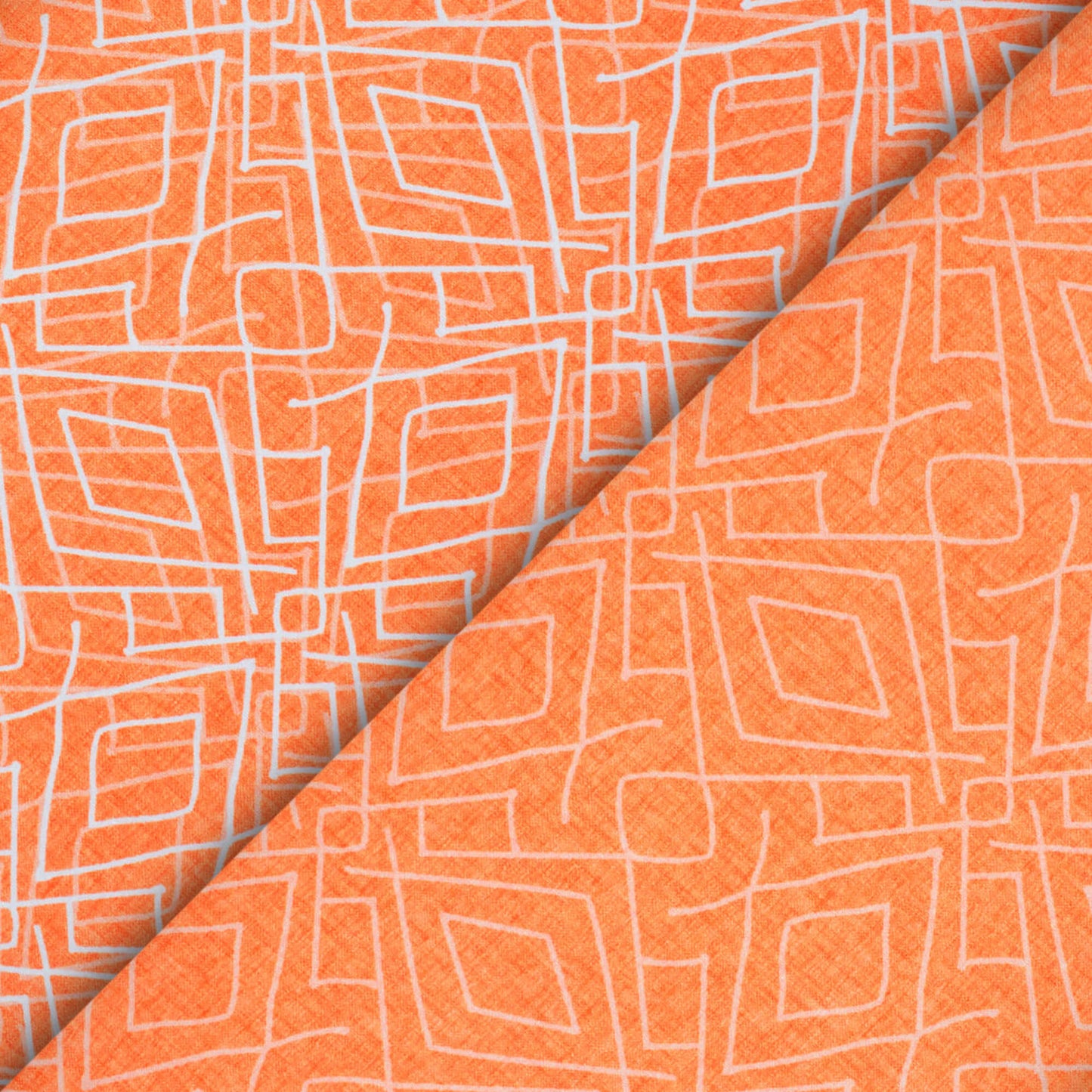 Salamander Orange And White Geometric Pattern Digital Print Japan Satin Fabric