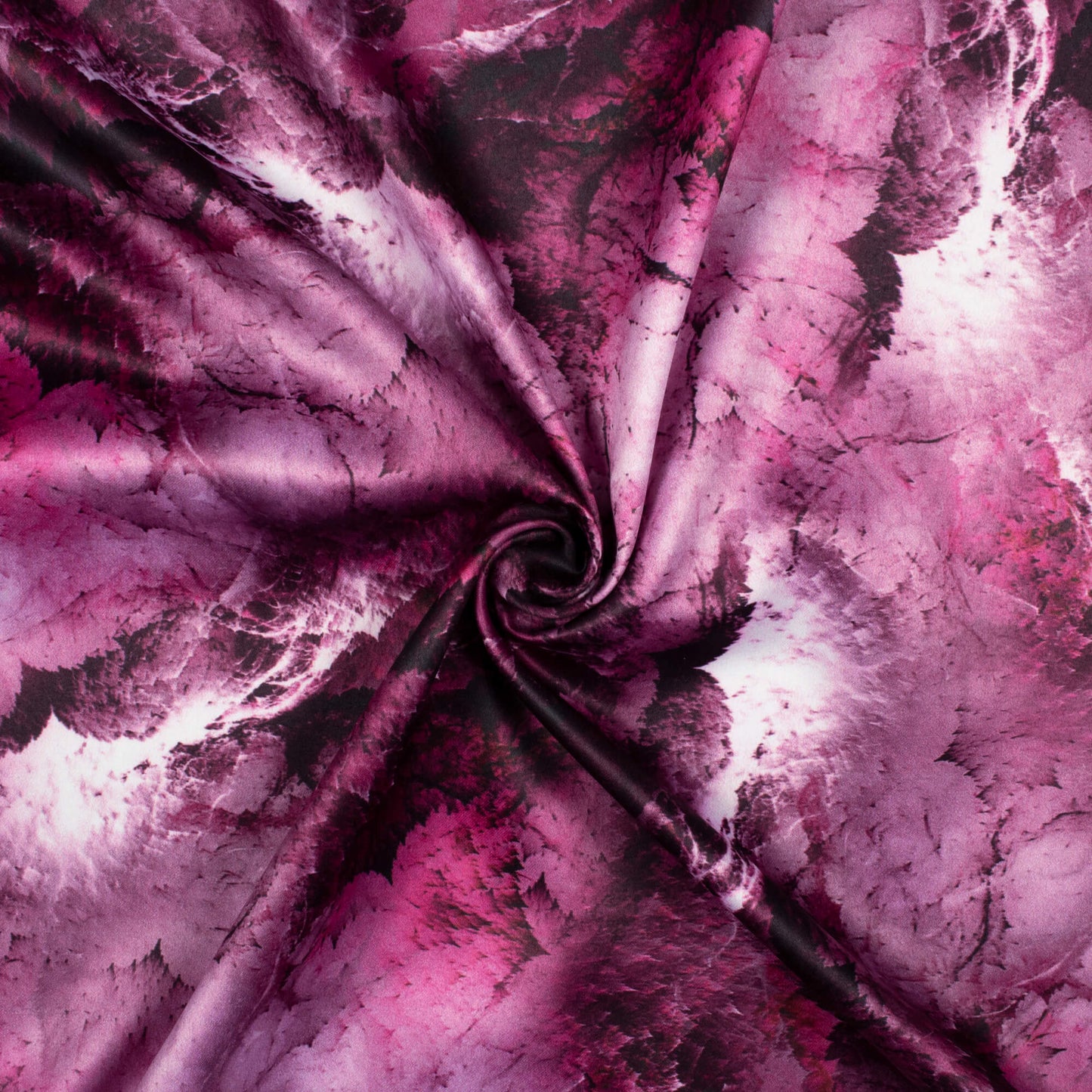 Pearly Purple Abstract Pattern Digital Print Charmeuse Satin Fabric (Width 58 Inches)