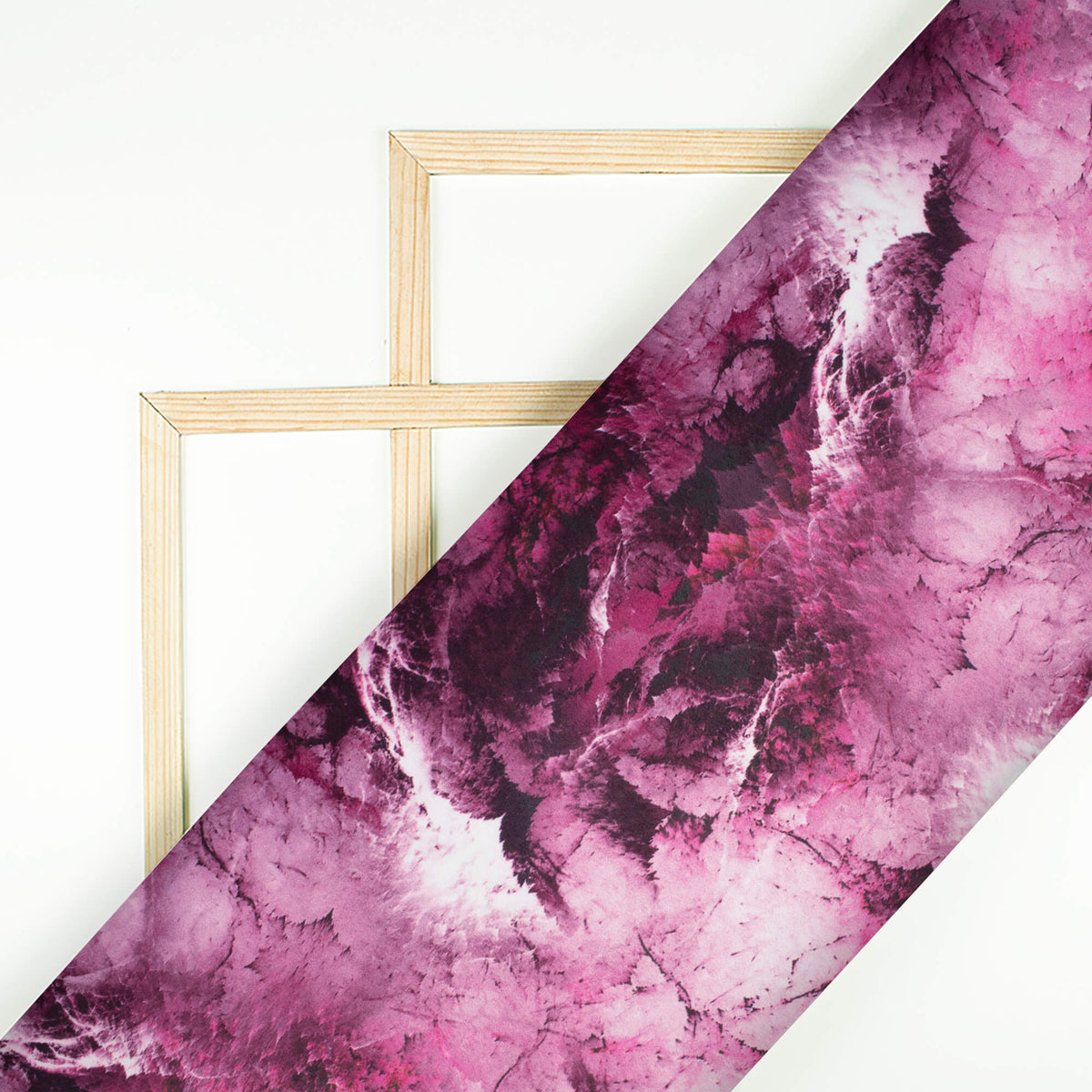 Pearly Purple Abstract Pattern Digital Print Charmeuse Satin Fabric (Width 58 Inches)