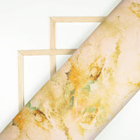 Light Yellow Abstract Pattern Digital Print Charmeuse Satin Fabric (Width 58 Inches)