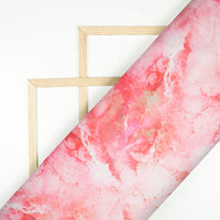 Punch Pink Abstract Pattern Digital Print Charmeuse Satin Fabric (Width 58 Inches)