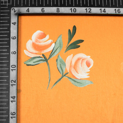 Carrot Orange And Salmon Pink Floral Pattern Digital Print Lush Satin Fabric