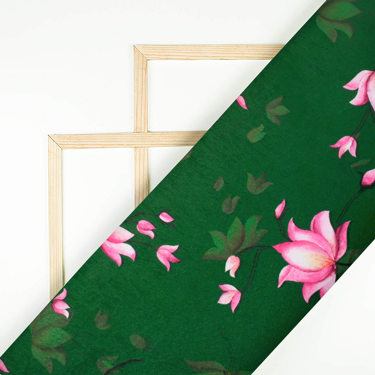 Sacramento Green And Pink Floral Pattern Digital Print Lush Satin Fabric