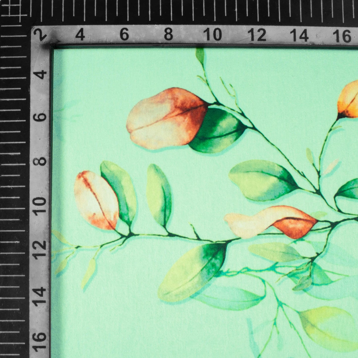 Mint Green And Pink Floral Pattern Digital Print Lush Satin Fabric