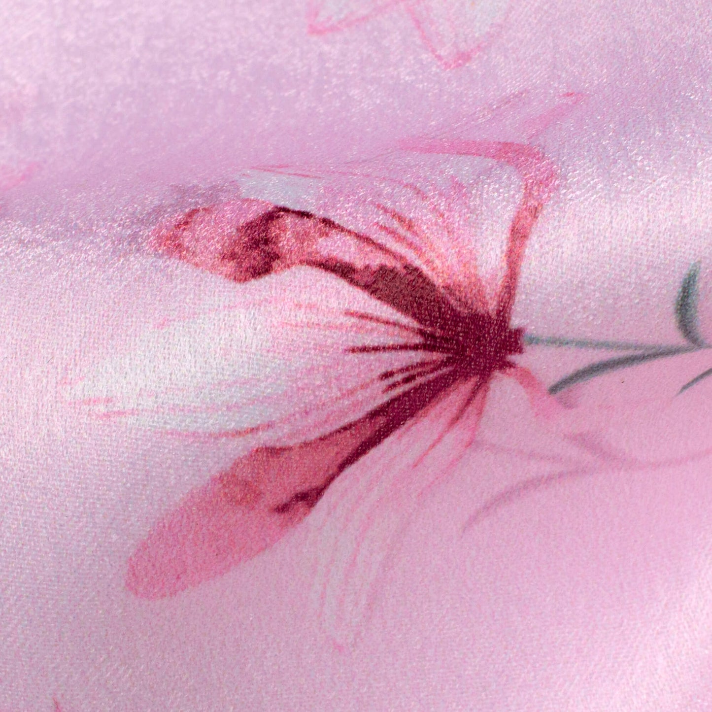 Baby Pink Floral Pattern Digital Print Lush Satin Fabric