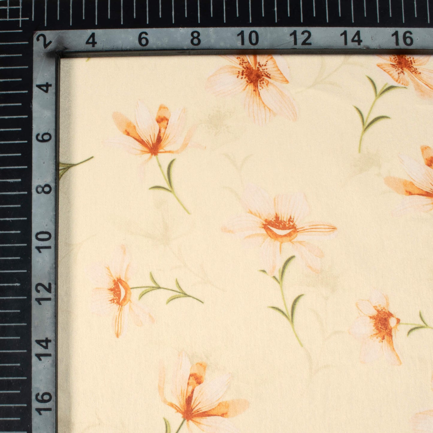 Mellow Yellow Floral Pattern Digital Print Lush Satin Fabric