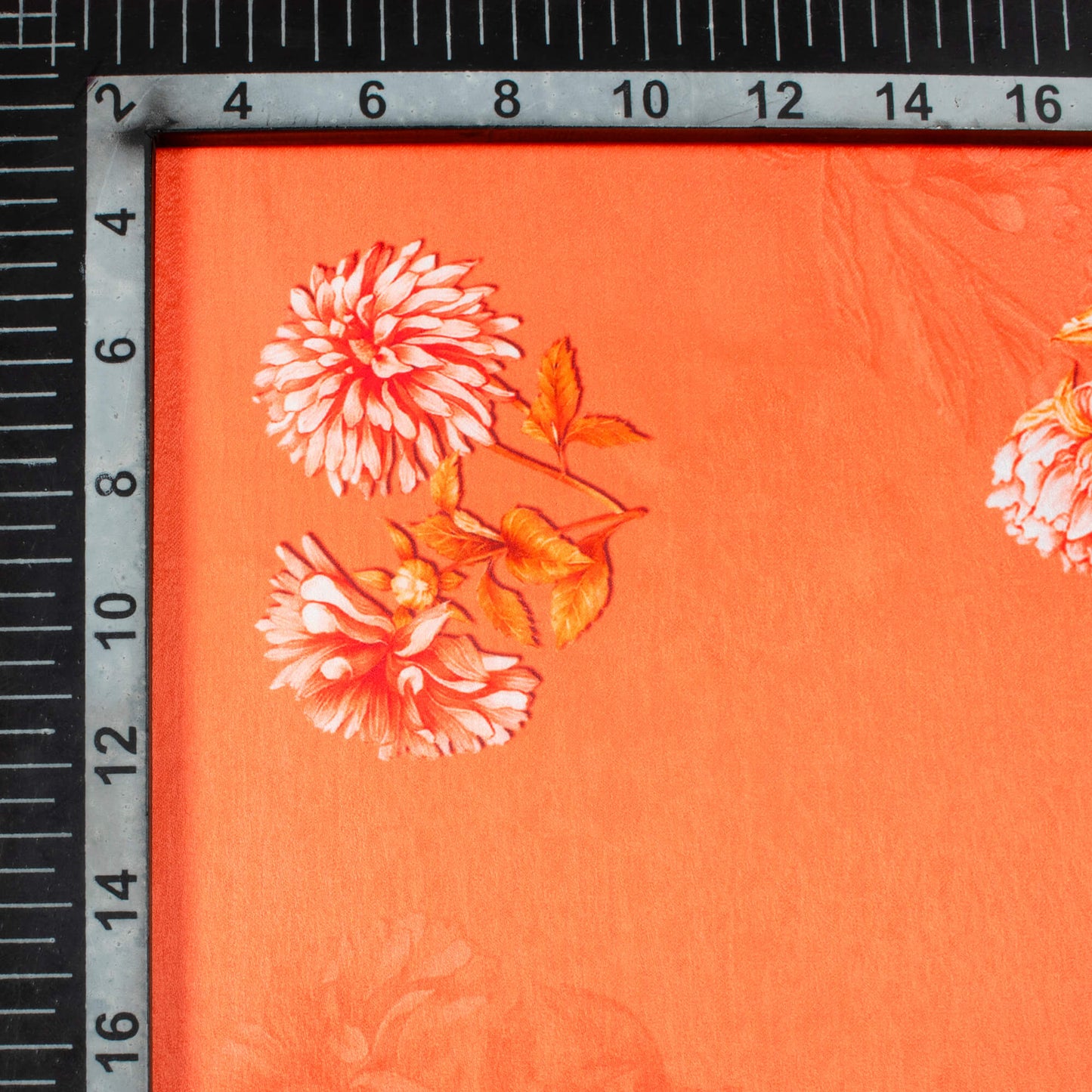 Tiger Orange Floral Pattern Digital Print Lush Satin Fabric