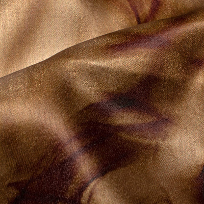 Coffee Brown Marble Pattern Digital Print Lush Satin Fabric