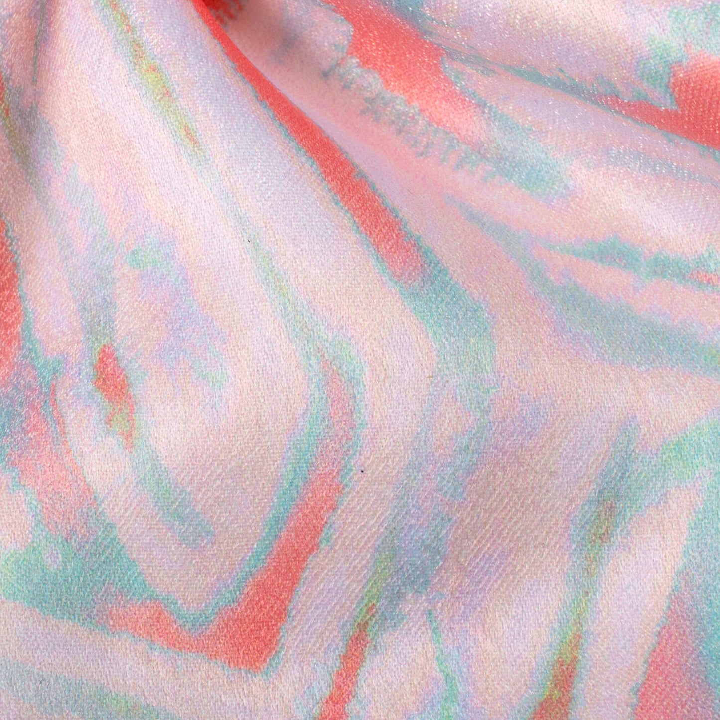 Peach Geometric Pattern Digital Print Lush Satin Fabric