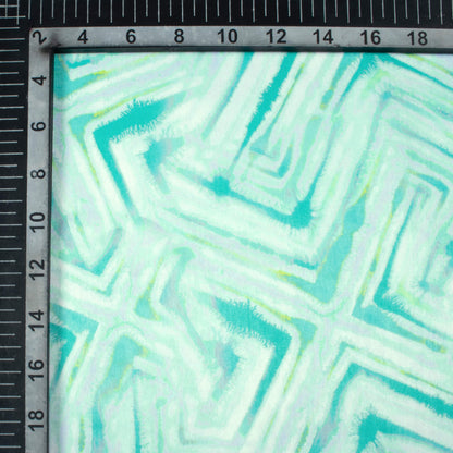 Seafoam Green Geometric Pattern Digital Print Lush Satin Fabric
