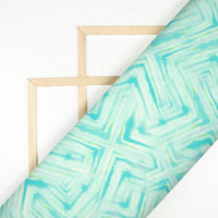 Seafoam Green Geometric Pattern Digital Print Lush Satin Fabric