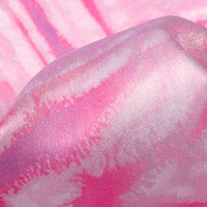 Taffy Pink Geometric Pattern Digital Print Lush Satin Fabric