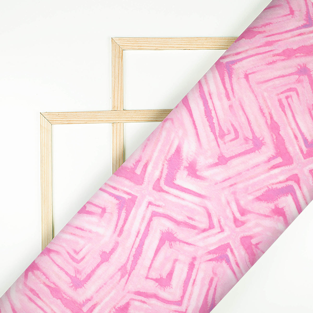 Taffy Pink Geometric Pattern Digital Print Lush Satin Fabric