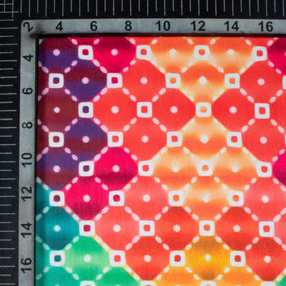 Multi-Color Checks Pattern Digital Print Lush Satin Fabric