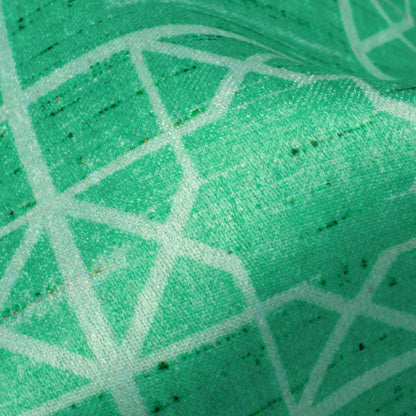 Aquamarine Geometric Pattern Digital Print Lush Satin Fabric
