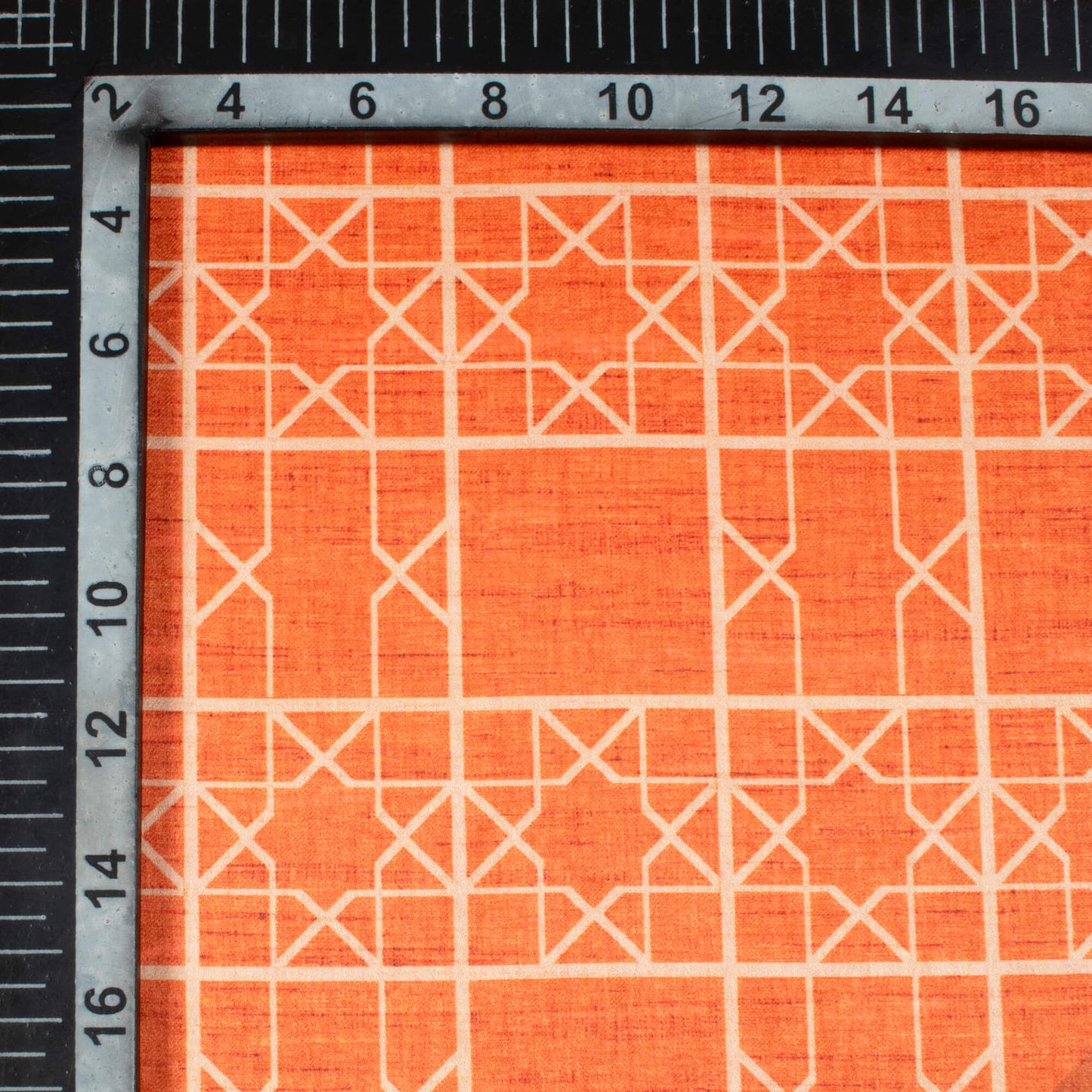 Squash Orange Geometric Pattern Digital Print Lush Satin Fabric
