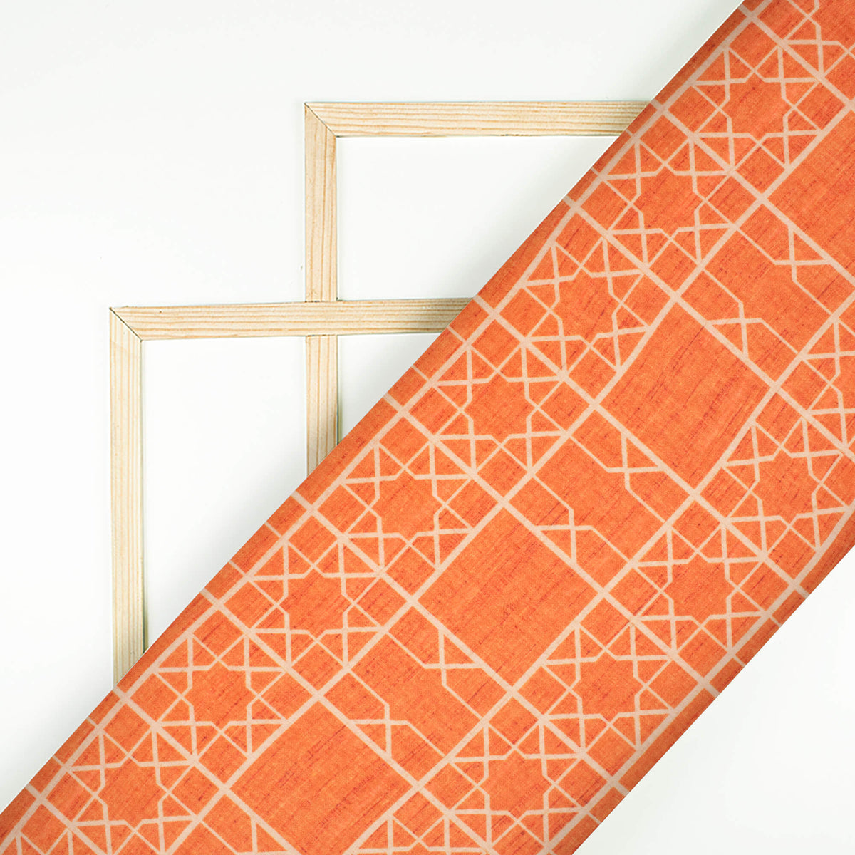 Squash Orange Geometric Pattern Digital Print Lush Satin Fabric