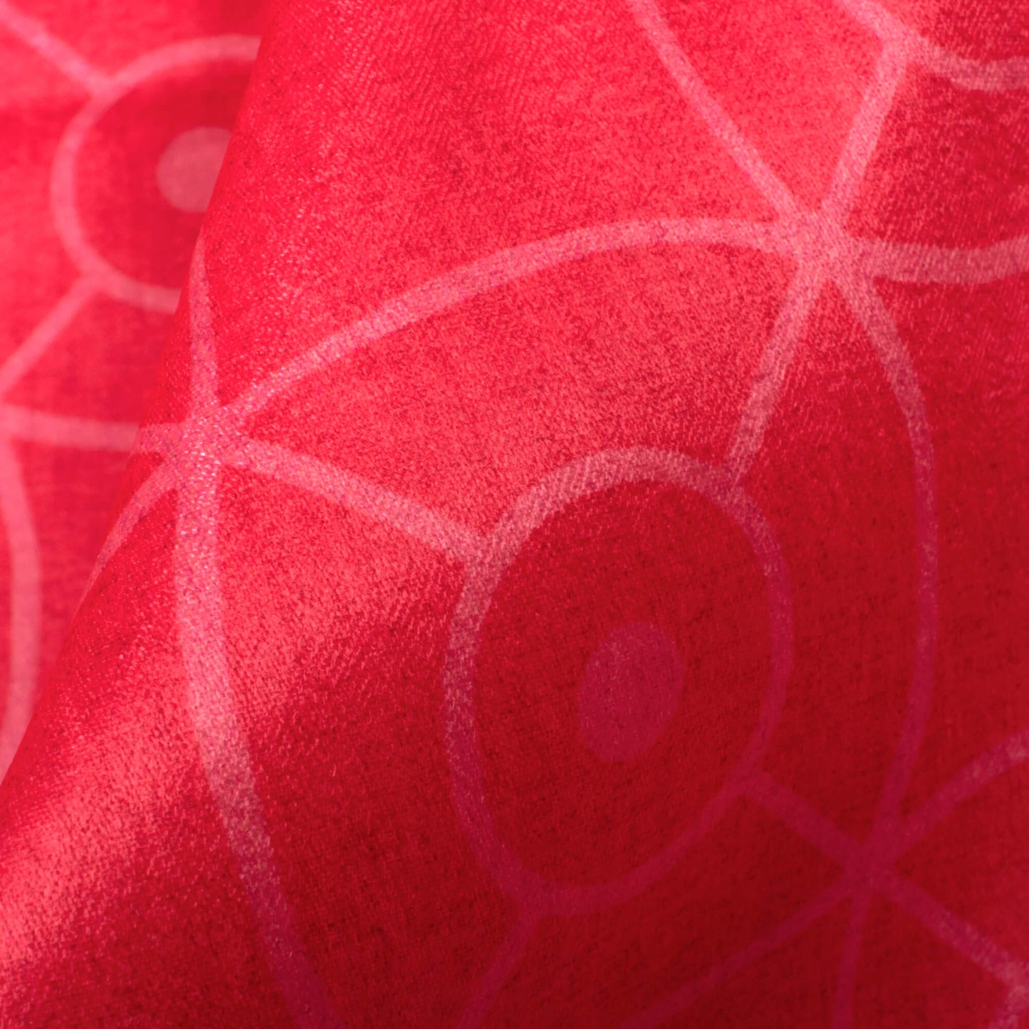 Cerise Pink Geometric Pattern Digital Print Lush Satin Fabric