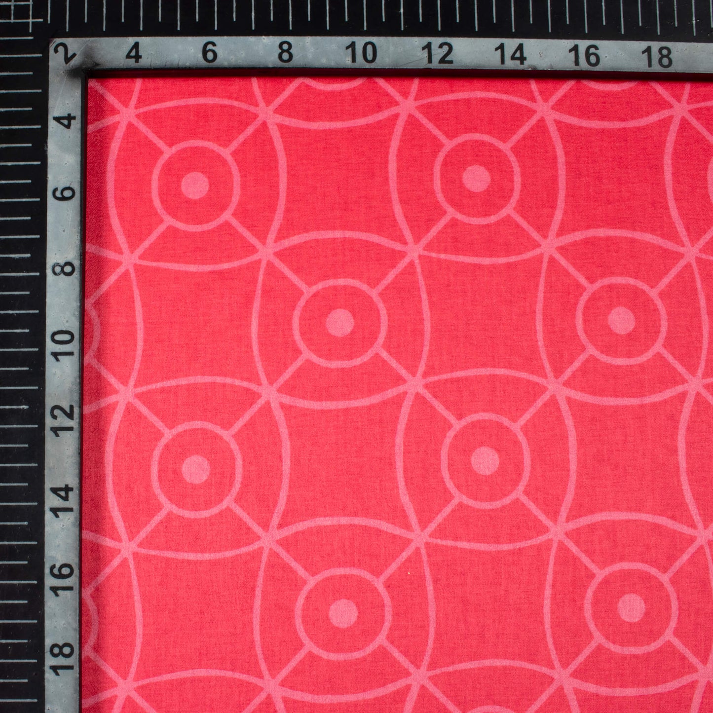 Cerise Pink Geometric Pattern Digital Print Lush Satin Fabric