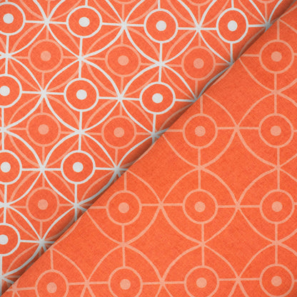 Sunrise Orange Geometric Pattern Digital Print Lush Satin Fabric
