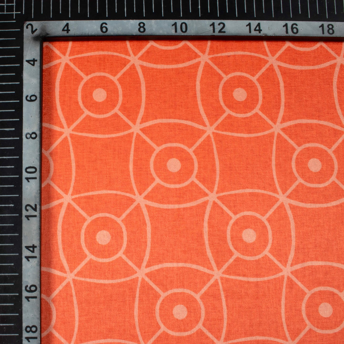 Sunrise Orange Geometric Pattern Digital Print Lush Satin Fabric