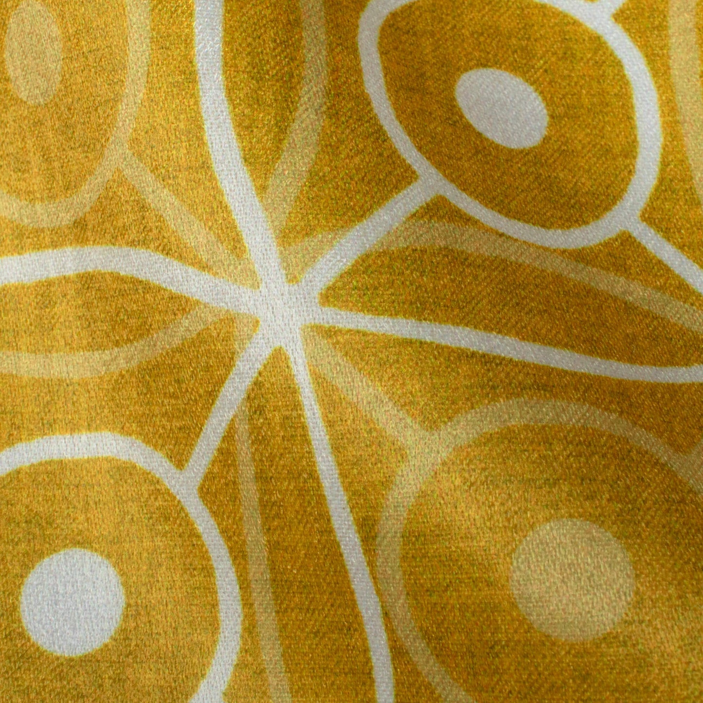 Tuscany Yellow And White Geometric Pattern Digital Print Lush Satin Fabric