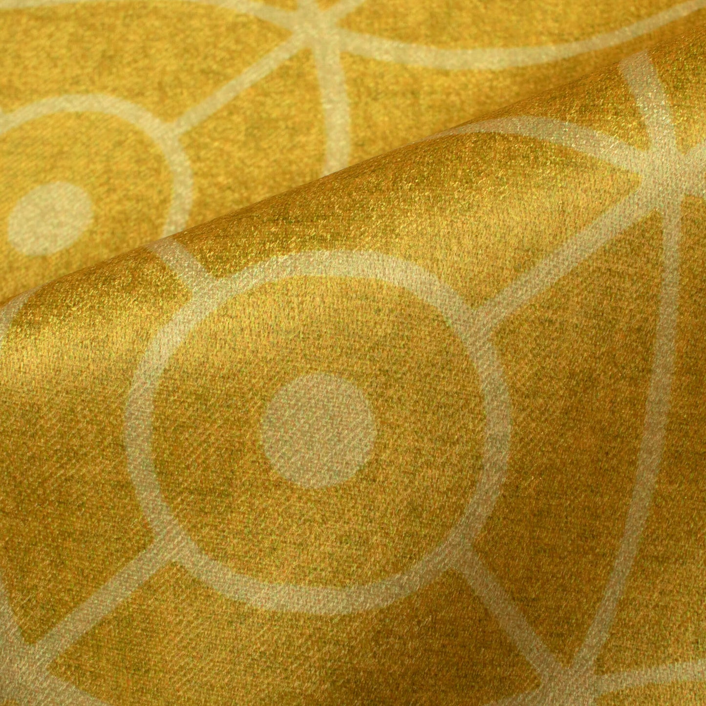 Tuscany Yellow Geometric Pattern Digital Print Lush Satin Fabric