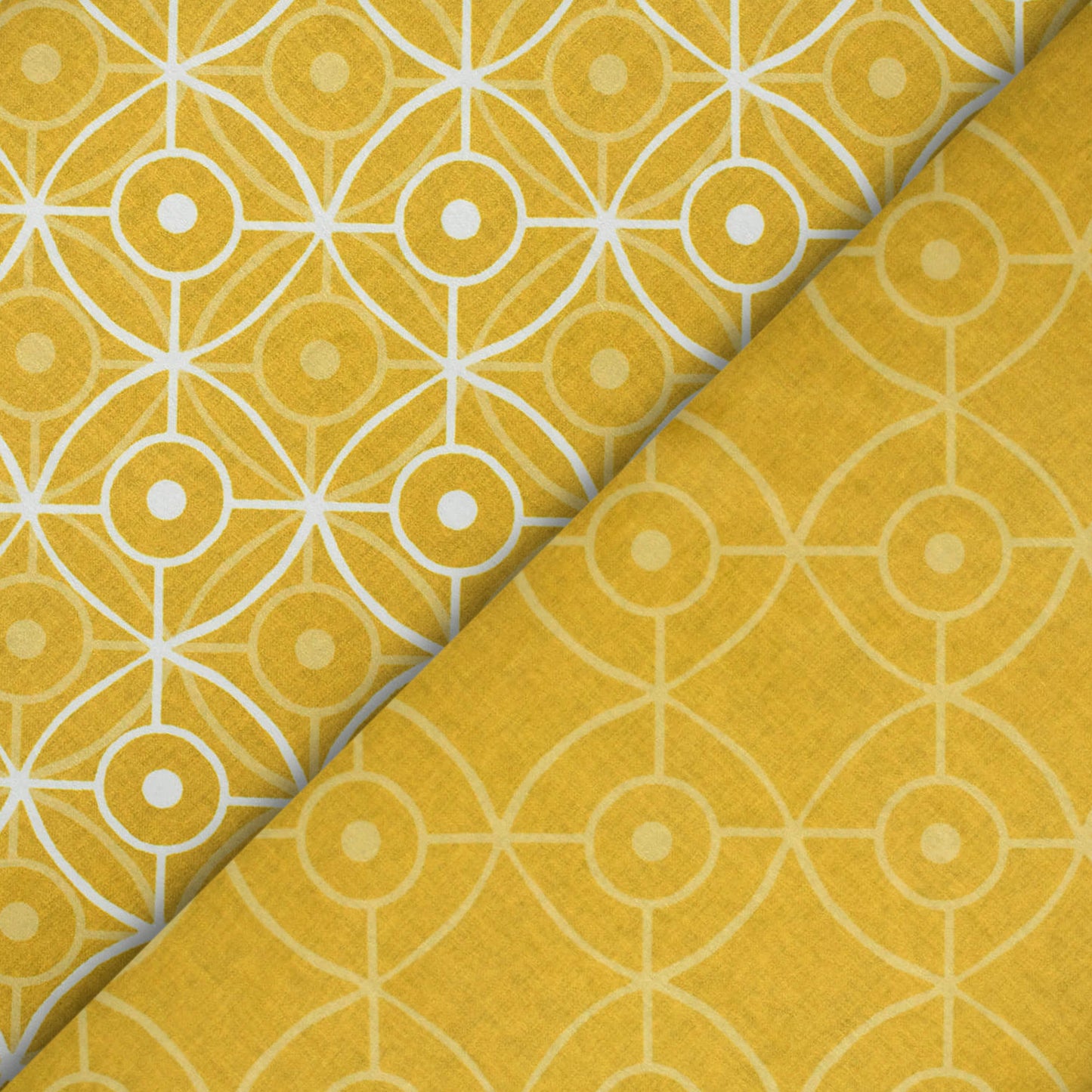 Tuscany Yellow Geometric Pattern Digital Print Lush Satin Fabric