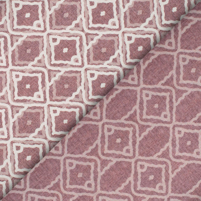 Mauve Purple And White Geometric Pattern Digital Print Lush Satin Fabric