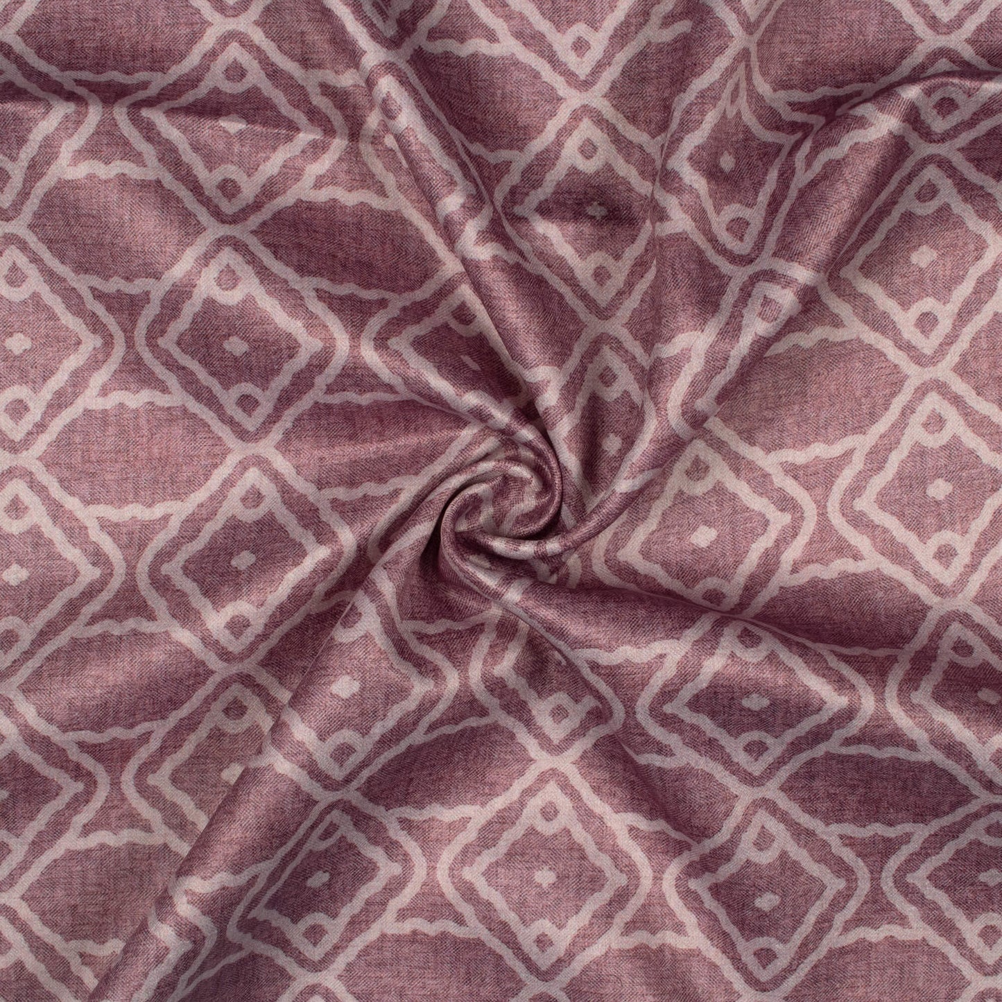 Mauve Purple Geometric Pattern Digital Print Lush Satin Fabric