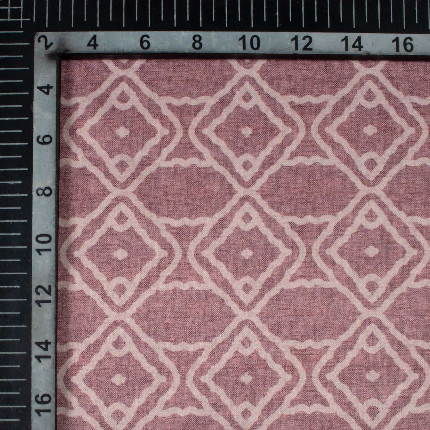 Mauve Purple Geometric Pattern Digital Print Lush Satin Fabric