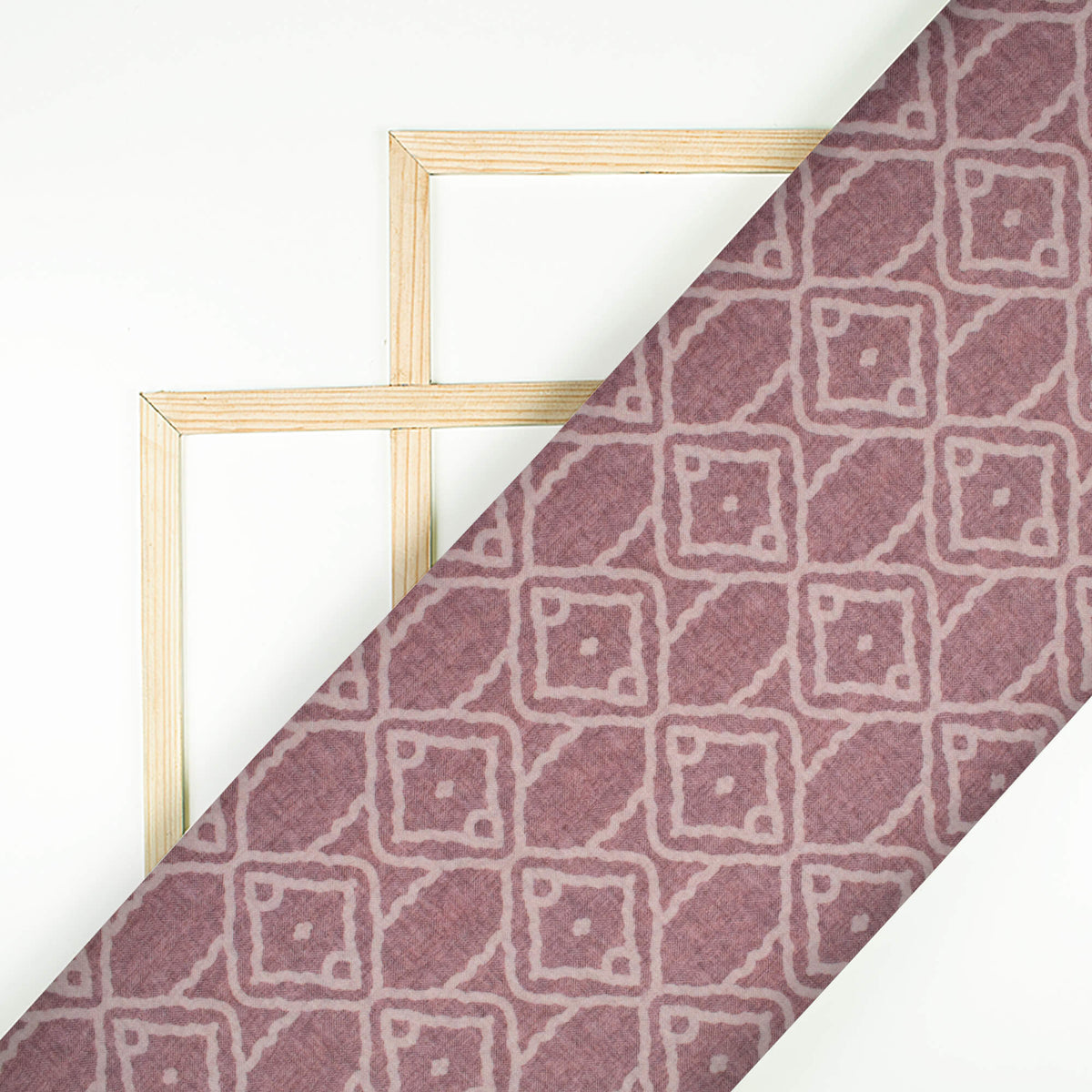 Mauve Purple Geometric Pattern Digital Print Lush Satin Fabric