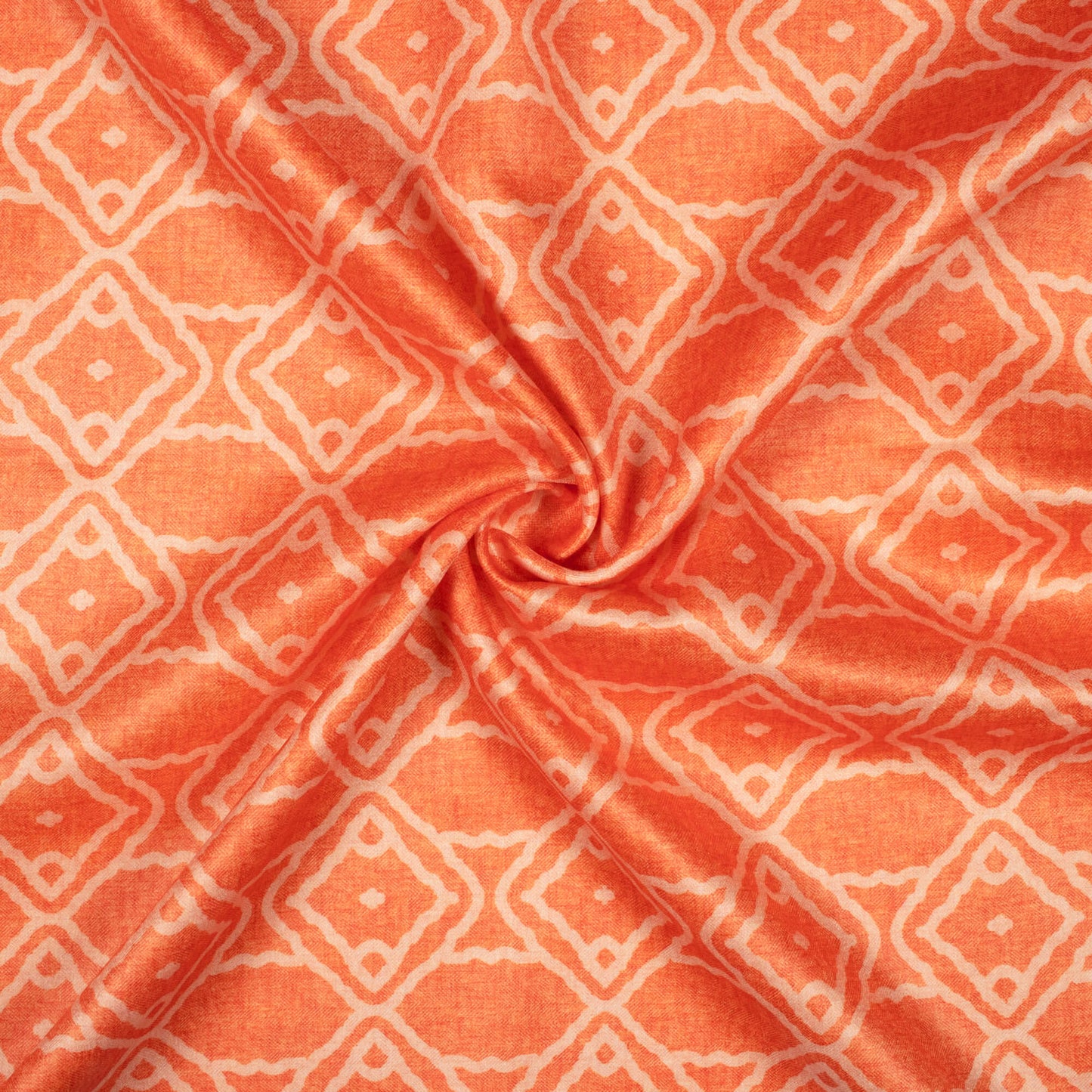 Sunrise Orange Geometric Pattern Digital Print Lush Satin Fabric