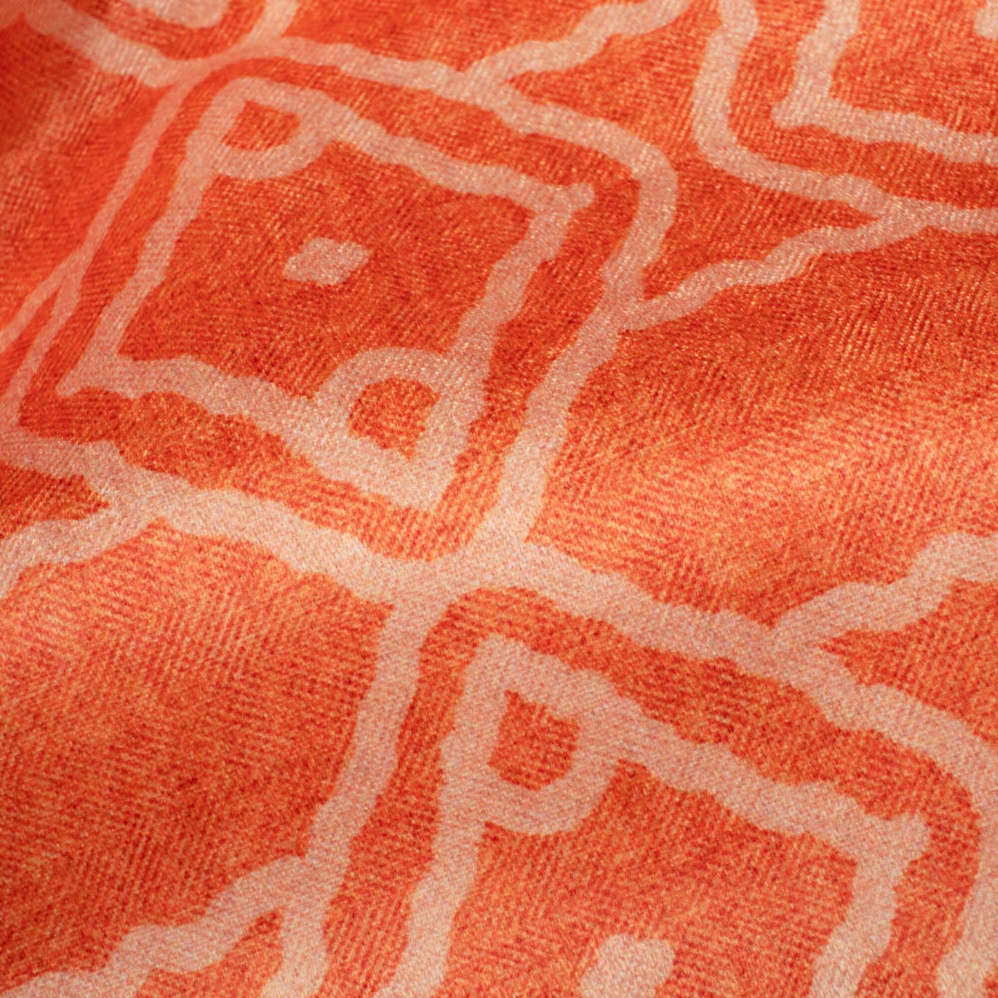 Sunrise Orange Geometric Pattern Digital Print Lush Satin Fabric