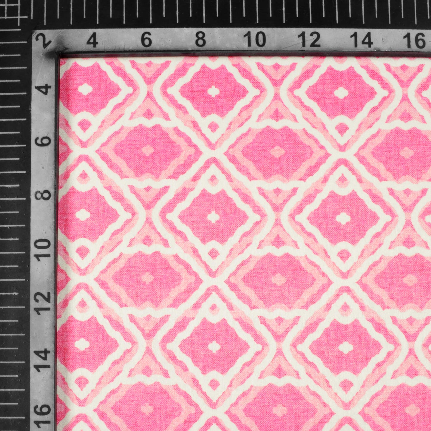 Taffy Pink And White Geometric Pattern Digital Print Lush Satin Fabric