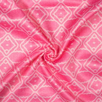 Taffy Pink Geometric Pattern Digital Print Lush Satin Fabric