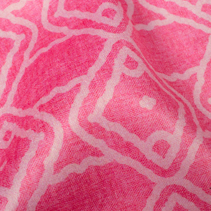 Taffy Pink Geometric Pattern Digital Print Lush Satin Fabric