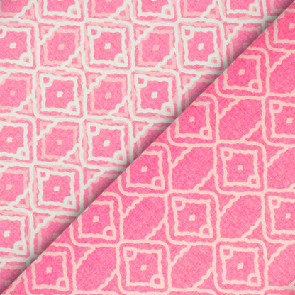 Taffy Pink Geometric Pattern Digital Print Lush Satin Fabric