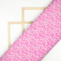 Taffy Pink And White Leaf Pattern Digital Print Lush Satin Fabric