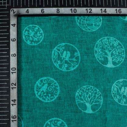 Pine Green Quirky Pattern Digital Print Lush Satin Fabric