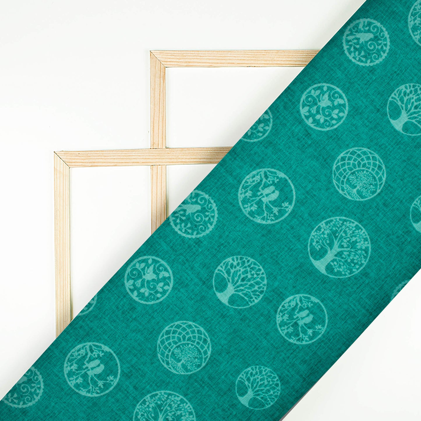 Pine Green Quirky Pattern Digital Print Lush Satin Fabric