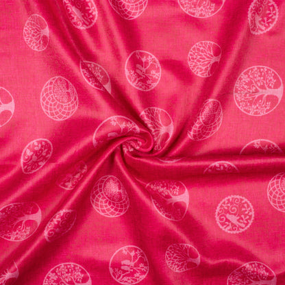 Fandango Pink Quirky Pattern Digital Print Lush Satin Fabric