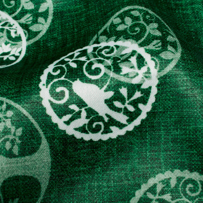 Sacramento Green And White Quirky Pattern Digital Print Lush Satin Fabric