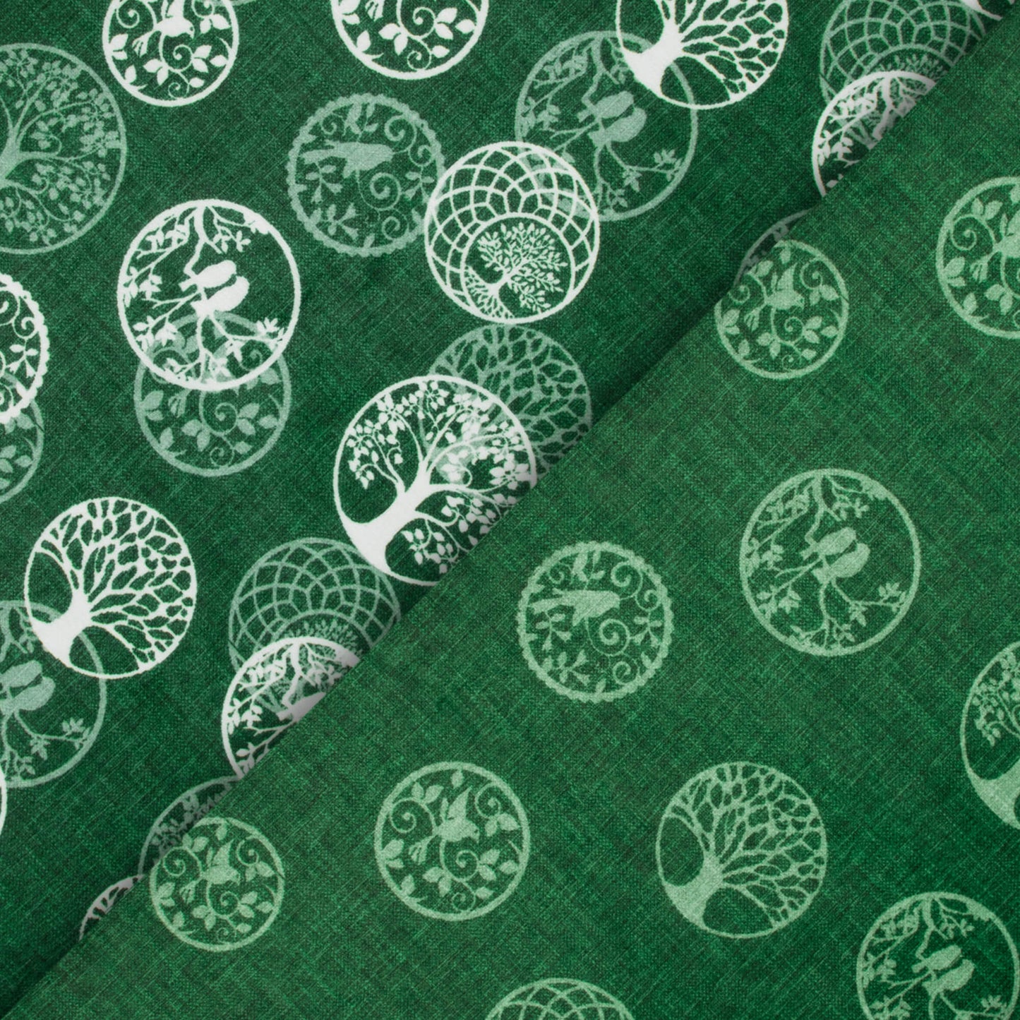 Sacramento Green And White Quirky Pattern Digital Print Lush Satin Fabric