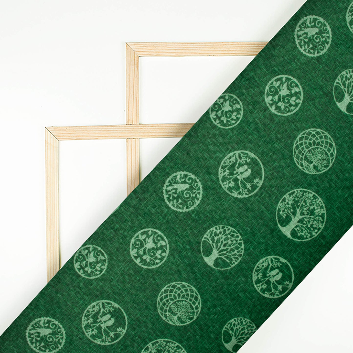 Sacramento Green Quirky Pattern Digital Print Lush Satin Fabric