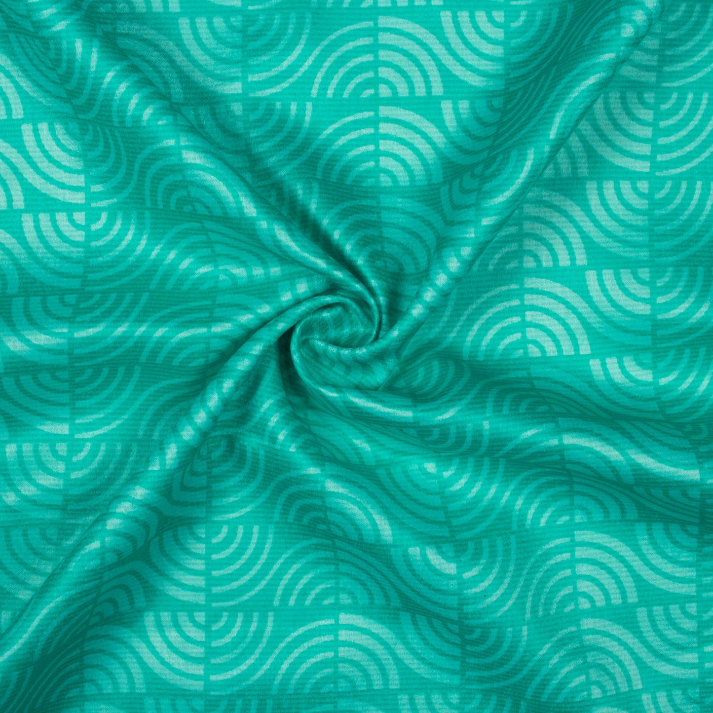 Electric Blue Geometric Pattern Digital Print Lush Satin Fabric