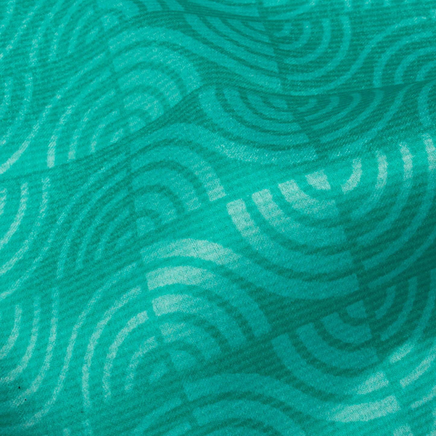 Electric Blue Geometric Pattern Digital Print Lush Satin Fabric