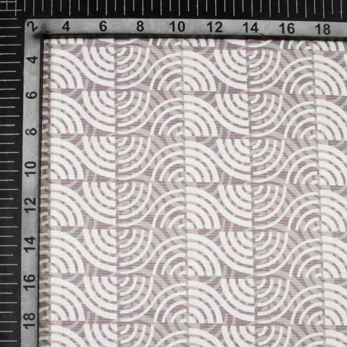 Charcoal Grey And White Geometric Pattern Digital Print Lush Satin Fabric